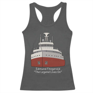 Edmund Fitzgerald Tribute Racerback Tank Top The Legend Lives On Great Lakes Freighter Memorial TS02 Dark Heather Print Your Wear