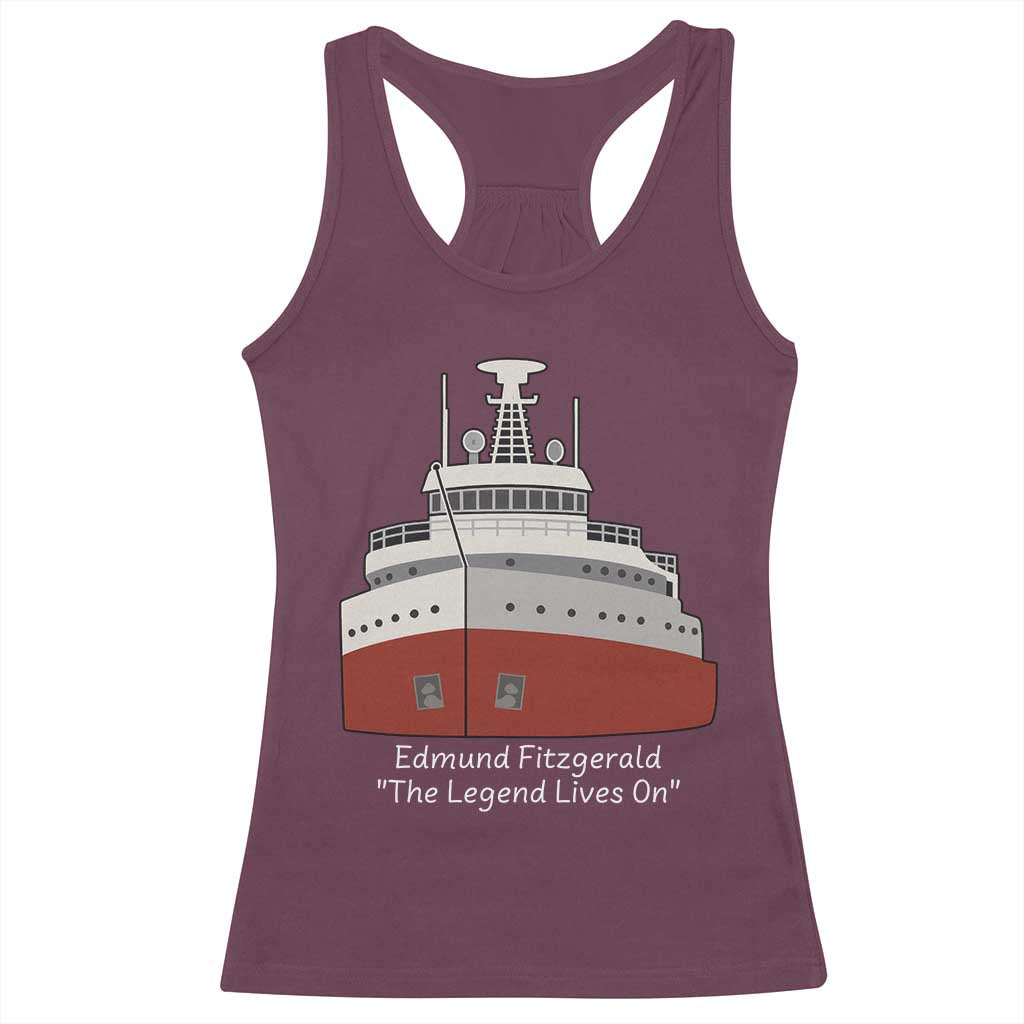 Edmund Fitzgerald Tribute Racerback Tank Top The Legend Lives On Great Lakes Freighter Memorial TS02 Maroon Print Your Wear