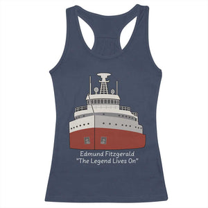 Edmund Fitzgerald Tribute Racerback Tank Top The Legend Lives On Great Lakes Freighter Memorial TS02 Navy Print Your Wear