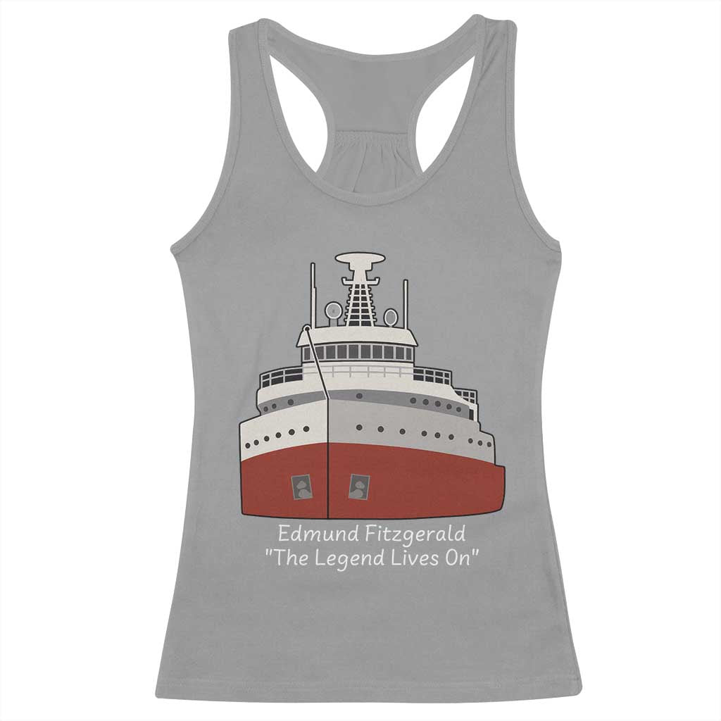 Edmund Fitzgerald Tribute Racerback Tank Top The Legend Lives On Great Lakes Freighter Memorial TS02 Sport Gray Print Your Wear