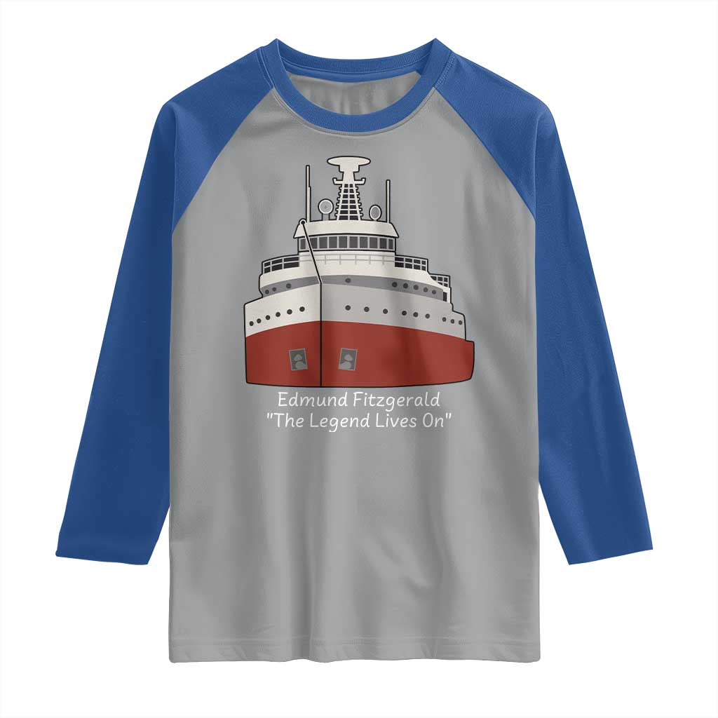 Edmund Fitzgerald Tribute Raglan Shirt The Legend Lives On Great Lakes Freighter Memorial TS02 Sport Gray Royal Print Your Wear