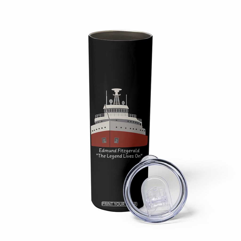 Edmund Fitzgerald Tribute Skinny Tumbler The Legend Lives On Great Lakes Freighter Memorial TS02 Print Your Wear