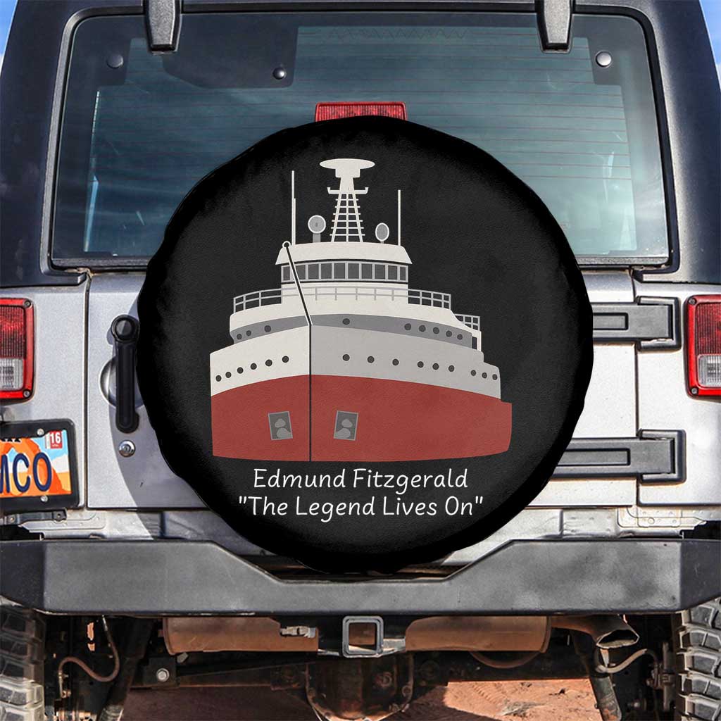 Edmund Fitzgerald Tribute Spare Tire Cover The Legend Lives On Great Lakes Freighter Memorial TS02 No hole Black Print Your Wear
