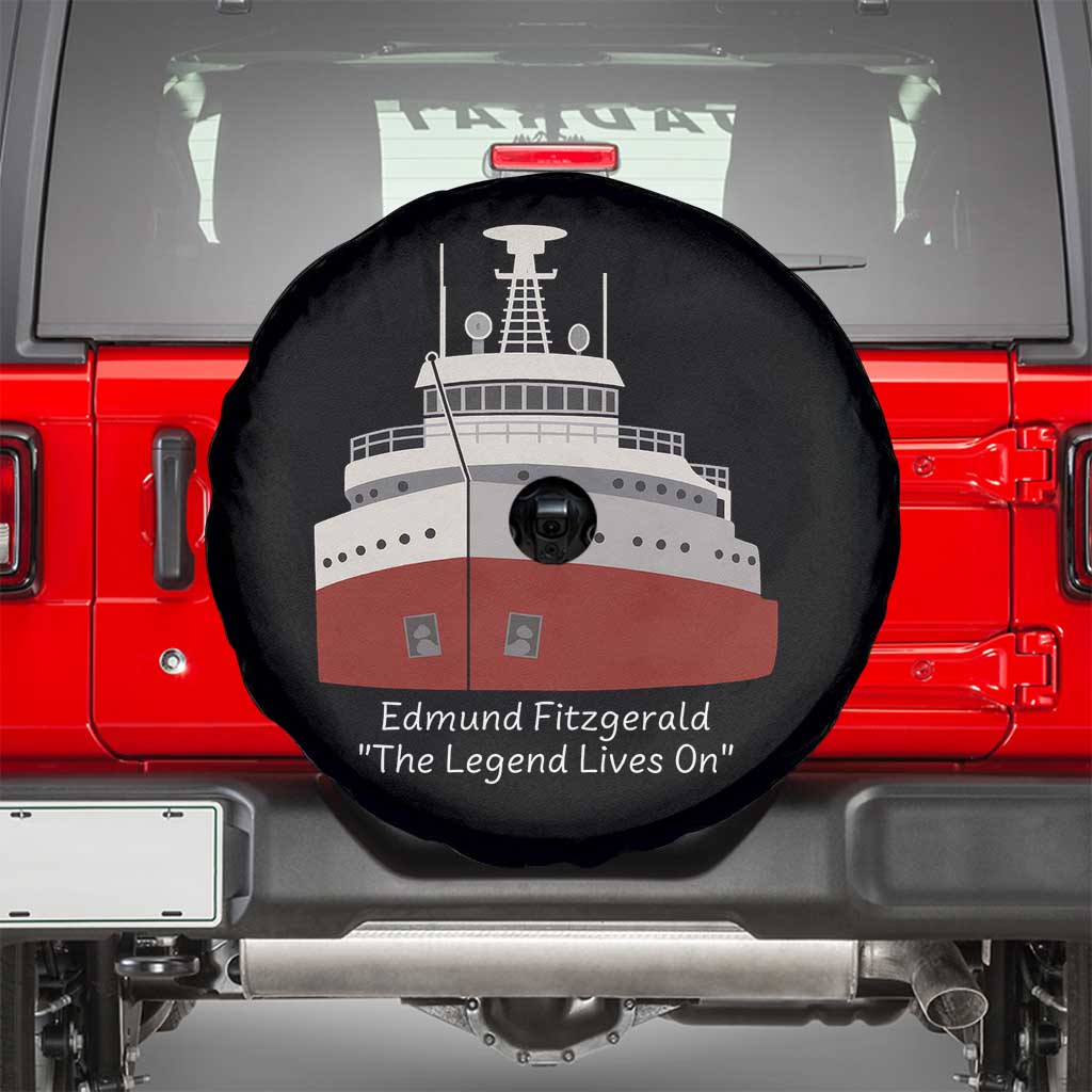 Edmund Fitzgerald Tribute Spare Tire Cover The Legend Lives On Great Lakes Freighter Memorial TS02 Black Print Your Wear