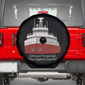 Edmund Fitzgerald Tribute Spare Tire Cover The Legend Lives On Great Lakes Freighter Memorial TS02 Black Print Your Wear