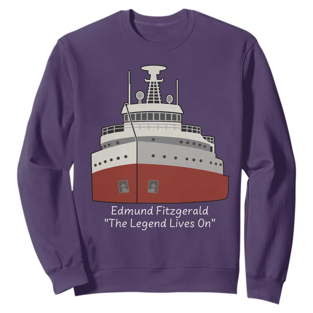 Edmund Fitzgerald Tribute Sweatshirt The Legend Lives On Great Lakes Freighter Memorial TS02 Purple Print Your Wear