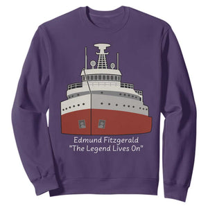 Edmund Fitzgerald Tribute Sweatshirt The Legend Lives On Great Lakes Freighter Memorial TS02 Purple Print Your Wear