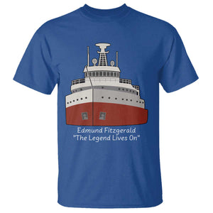 Edmund Fitzgerald Tribute T Shirt The Legend Lives On Great Lakes Freighter Memorial TS02 Royal Blue Print Your Wear