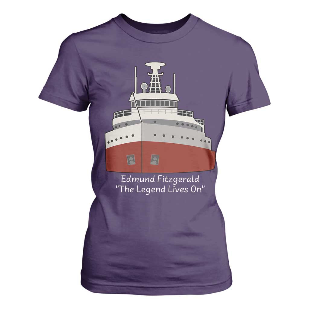 Edmund Fitzgerald Tribute T Shirt For Women The Legend Lives On Great Lakes Freighter Memorial TS02 Purple Print Your Wear