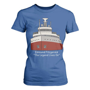 Edmund Fitzgerald Tribute T Shirt For Women The Legend Lives On Great Lakes Freighter Memorial TS02 Royal Blue Print Your Wear