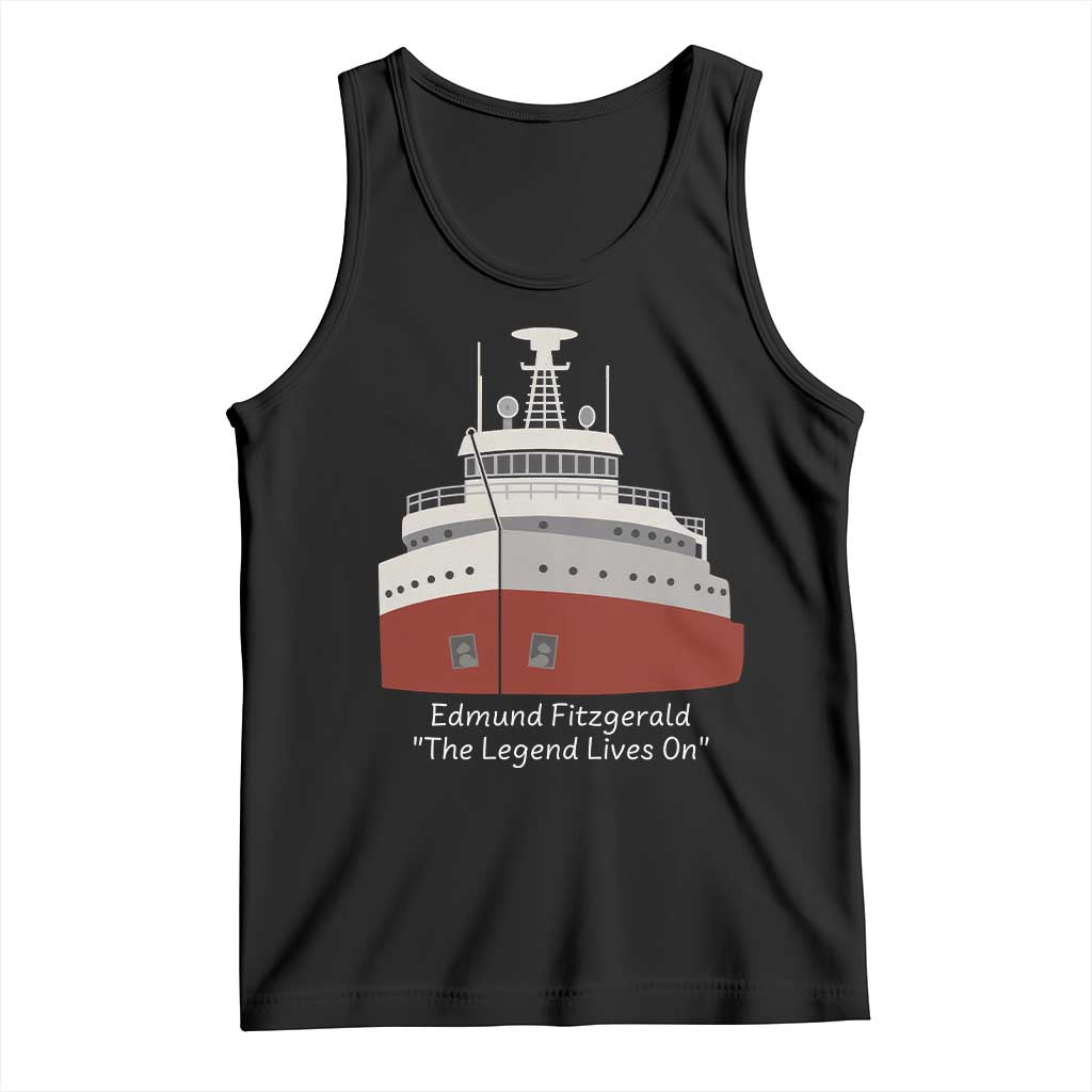 Edmund Fitzgerald Tribute Tank Top The Legend Lives On Great Lakes Freighter Memorial TS02 Black Print Your Wear