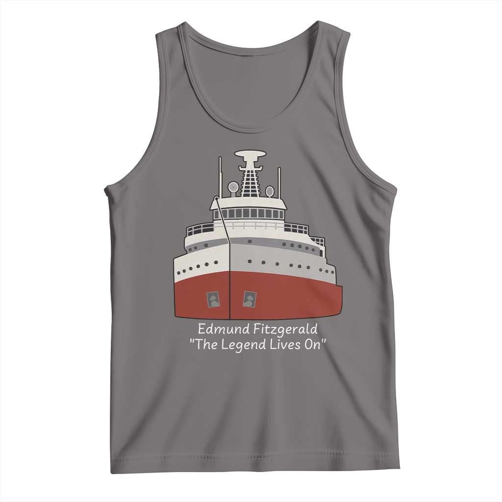 Edmund Fitzgerald Tribute Tank Top The Legend Lives On Great Lakes Freighter Memorial TS02 Deep Heather Print Your Wear