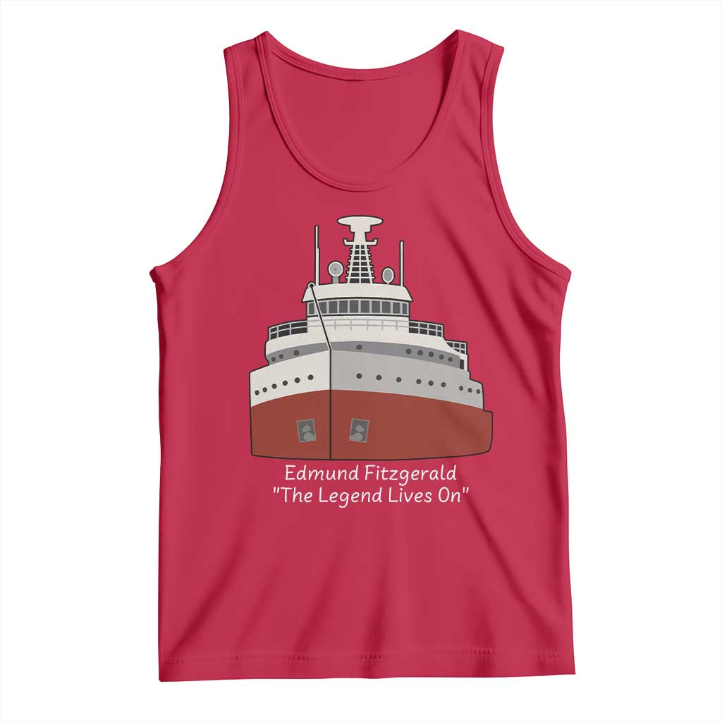 Edmund Fitzgerald Tribute Tank Top The Legend Lives On Great Lakes Freighter Memorial TS02 Red Print Your Wear
