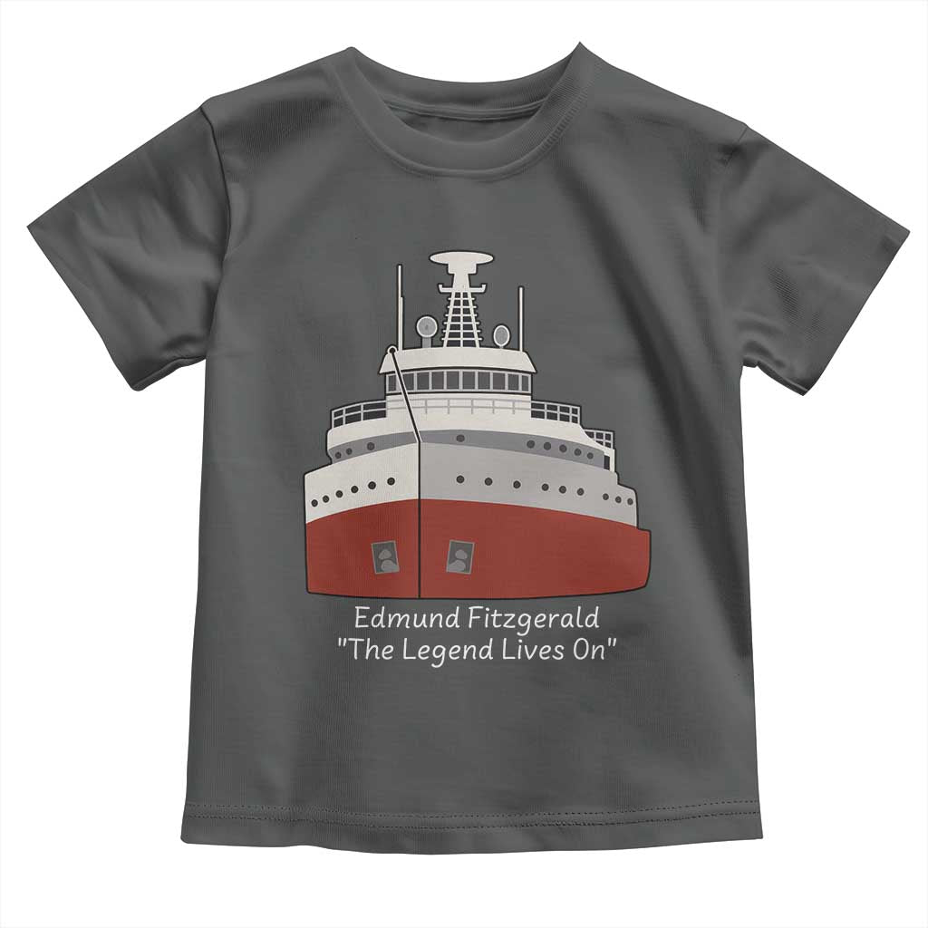 Edmund Fitzgerald Tribute Toddler T Shirt The Legend Lives On Great Lakes Freighter Memorial TS02 Dark Heather Print Your Wear
