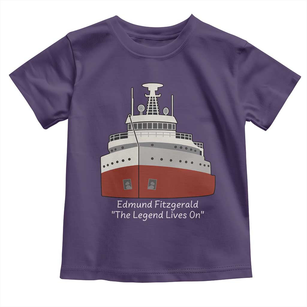 Edmund Fitzgerald Tribute Toddler T Shirt The Legend Lives On Great Lakes Freighter Memorial TS02 Purple Print Your Wear