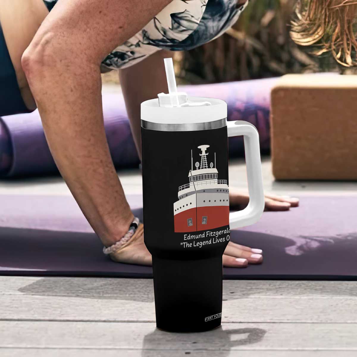 Edmund Fitzgerald Tribute Tumbler With Handle The Legend Lives On Great Lakes Freighter Memorial TS02 Print Your Wear