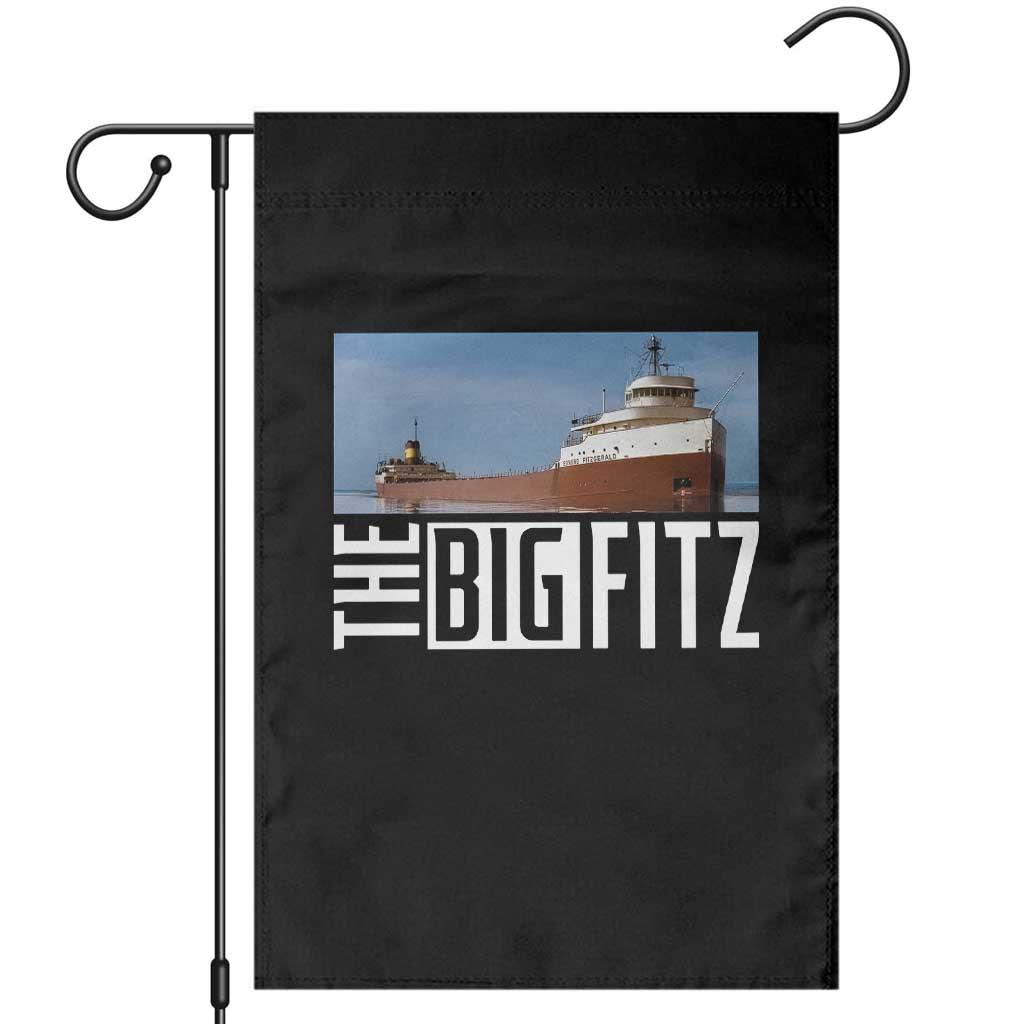 The Big Fitz Tribute Garden Flag SS Edmund Fitzgerald Freighter Design for Great Lakes History TS02 Black Print Your Wear