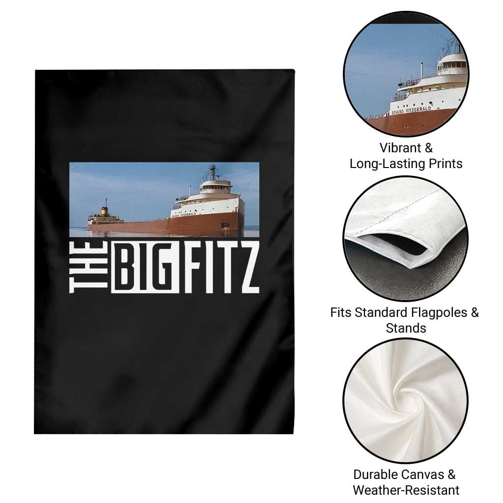 The Big Fitz Tribute Garden Flag SS Edmund Fitzgerald Freighter Design for Great Lakes History TS02 Print Your Wear