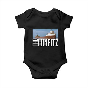 The Big Fitz Tribute Baby Onesie SS Edmund Fitzgerald Freighter Design for Great Lakes History TS02 Black Print Your Wear