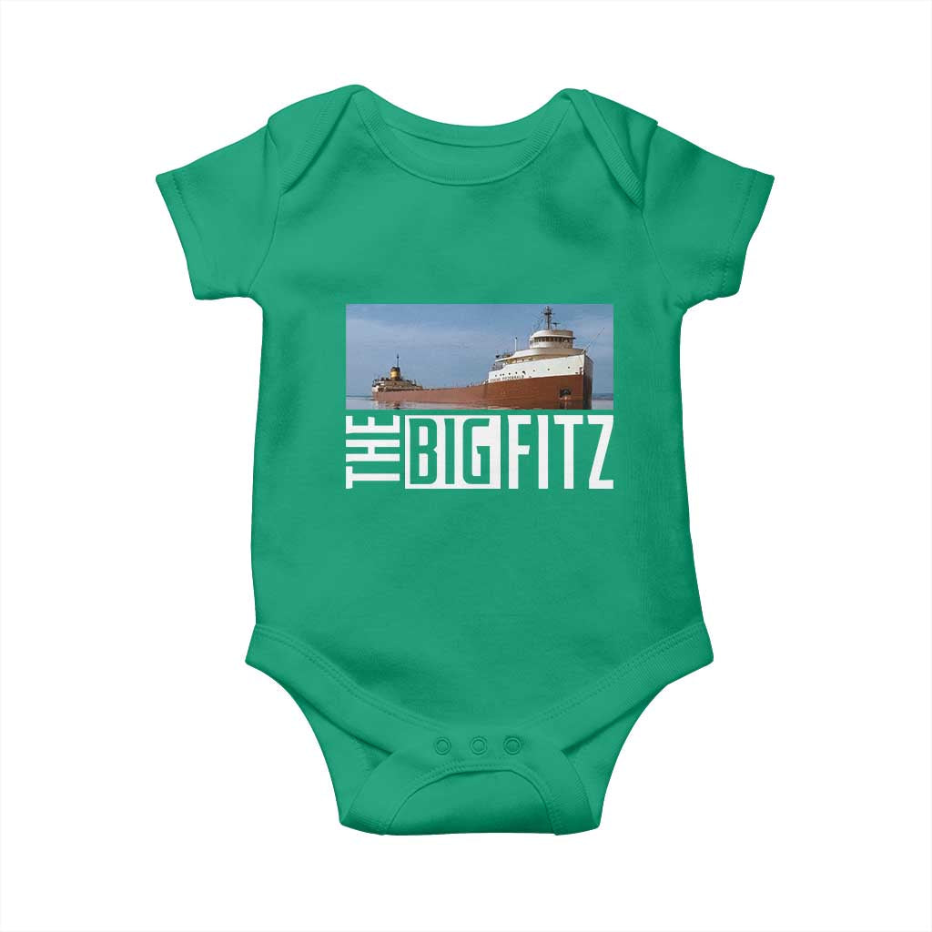 The Big Fitz Tribute Baby Onesie SS Edmund Fitzgerald Freighter Design for Great Lakes History TS02 Irish Green Print Your Wear