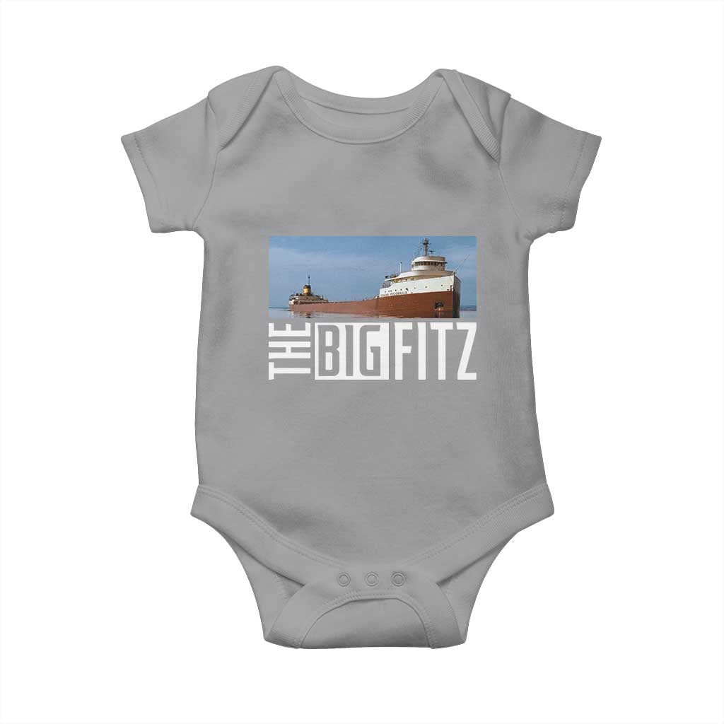 The Big Fitz Tribute Baby Onesie SS Edmund Fitzgerald Freighter Design for Great Lakes History TS02 Sport Gray Print Your Wear