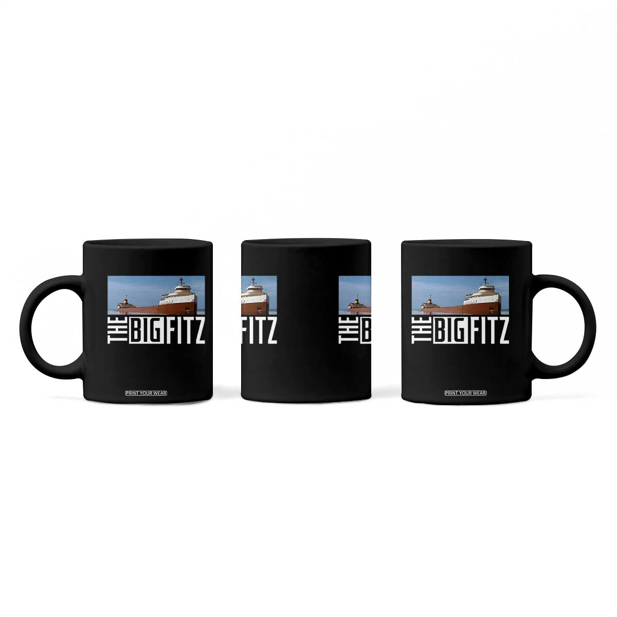The Big Fitz Tribute Coffee Mug SS Edmund Fitzgerald Freighter Design for Great Lakes History TS02 Print Your Wear