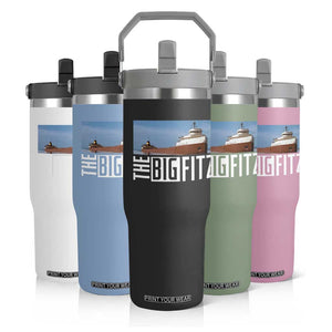 The Big Fitz Tribute Flip Straw Tumbler SS Edmund Fitzgerald Freighter Design for Great Lakes History TS02 Print Your Wear