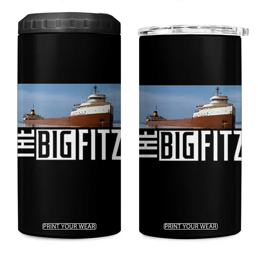 The Big Fitz Tribute 4 in 1 Can Cooler Tumbler SS Edmund Fitzgerald Freighter Design for Great Lakes History TS02 One Size: 16 oz Black Print Your Wear