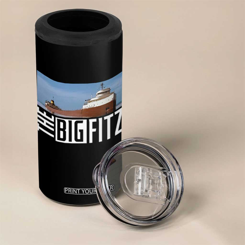 The Big Fitz Tribute 4 in 1 Can Cooler Tumbler SS Edmund Fitzgerald Freighter Design for Great Lakes History TS02 Print Your Wear