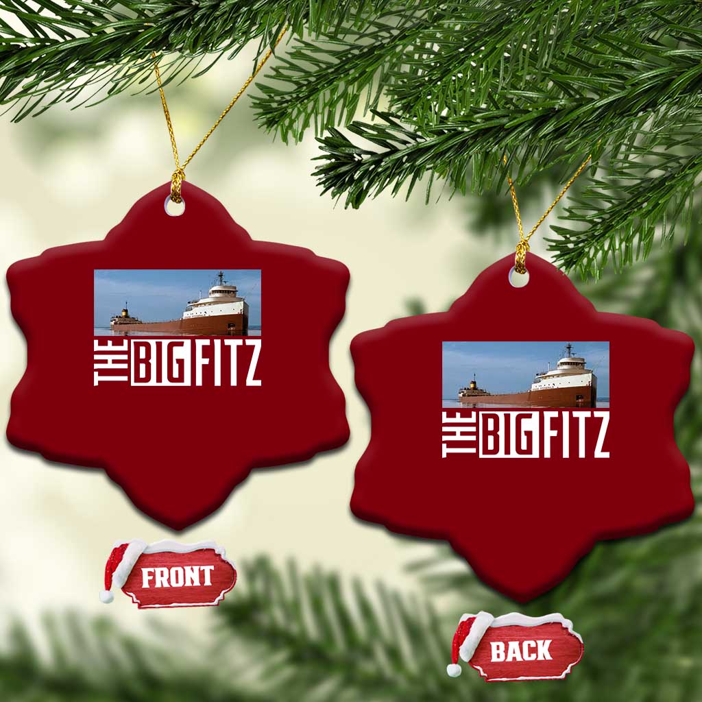 The Big Fitz Tribute Ceramic Ornament SS Edmund Fitzgerald Freighter Design for Great Lakes History TS02 Print Your Wear