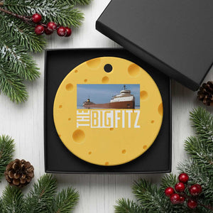 The Big Fitz Tribute Ceramic Ornament SS Edmund Fitzgerald Freighter Design for Great Lakes History TS02 1pc Yellow Cheese Print Your Wear