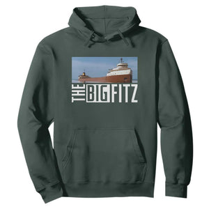 The Big Fitz Tribute Hoodie SS Edmund Fitzgerald Freighter Design for Great Lakes History TS02 Dark Forest Green Print Your Wear