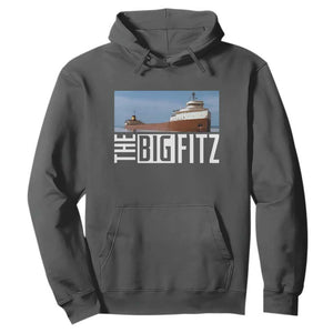 The Big Fitz Tribute Hoodie SS Edmund Fitzgerald Freighter Design for Great Lakes History TS02 Dark Heather Print Your Wear