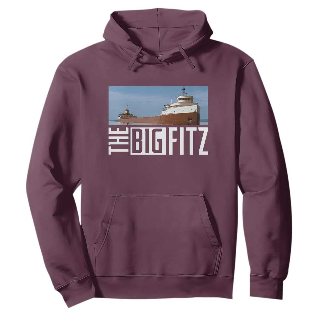 The Big Fitz Tribute Hoodie SS Edmund Fitzgerald Freighter Design for Great Lakes History TS02 Maroon Print Your Wear