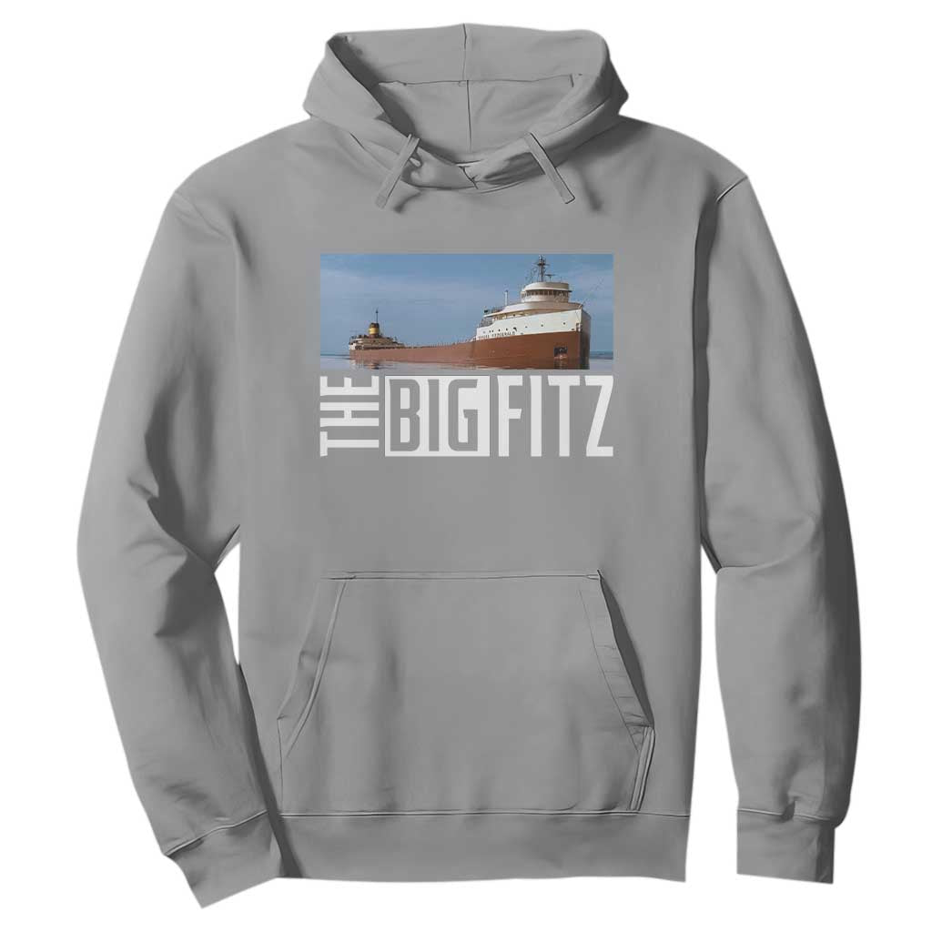 The Big Fitz Tribute Hoodie SS Edmund Fitzgerald Freighter Design for Great Lakes History TS02 Sport Gray Print Your Wear