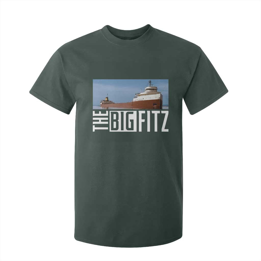 The Big Fitz Tribute T Shirt For Kid SS Edmund Fitzgerald Freighter Design for Great Lakes History TS02 Dark Forest Green Print Your Wear