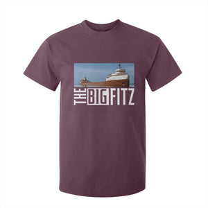 The Big Fitz Tribute T Shirt For Kid SS Edmund Fitzgerald Freighter Design for Great Lakes History TS02 Maroon Print Your Wear