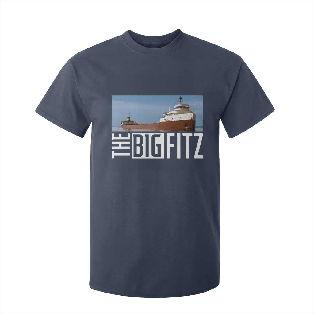The Big Fitz Tribute T Shirt For Kid SS Edmund Fitzgerald Freighter Design for Great Lakes History TS02 Navy Print Your Wear