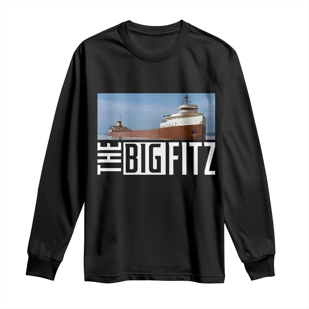The Big Fitz Tribute Long Sleeve Shirt SS Edmund Fitzgerald Freighter Design for Great Lakes History TS02 Black Print Your Wear