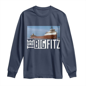 The Big Fitz Tribute Long Sleeve Shirt SS Edmund Fitzgerald Freighter Design for Great Lakes History TS02 Navy Print Your Wear