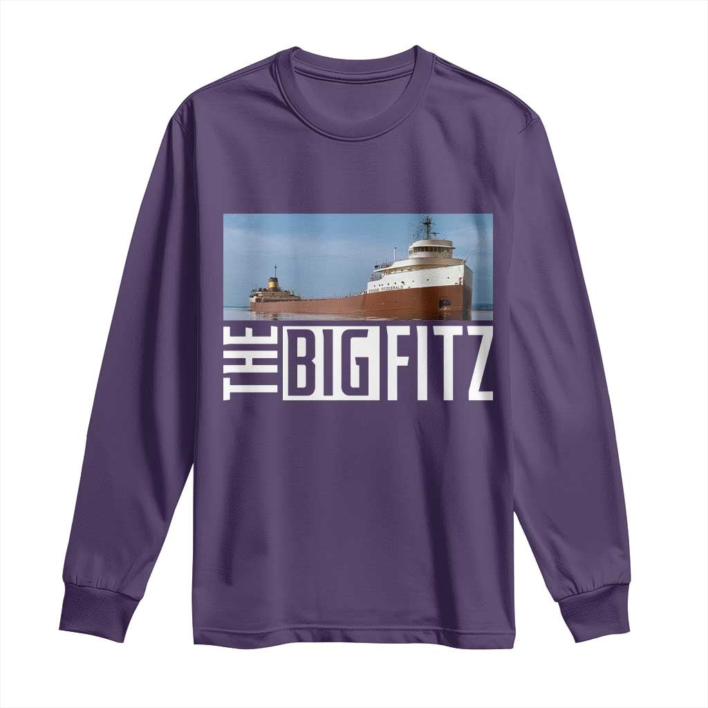 The Big Fitz Tribute Long Sleeve Shirt SS Edmund Fitzgerald Freighter Design for Great Lakes History TS02 Purple Print Your Wear