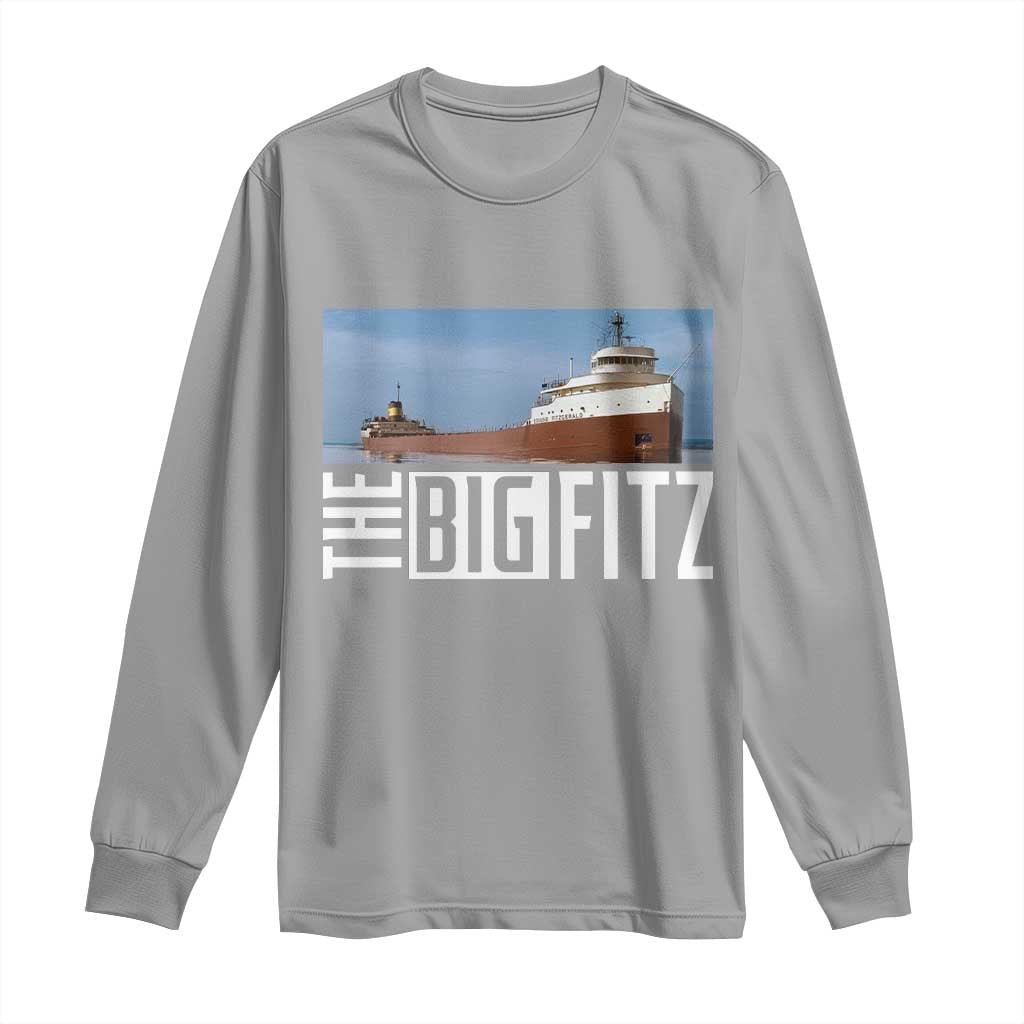The Big Fitz Tribute Long Sleeve Shirt SS Edmund Fitzgerald Freighter Design for Great Lakes History TS02 Sport Gray Print Your Wear