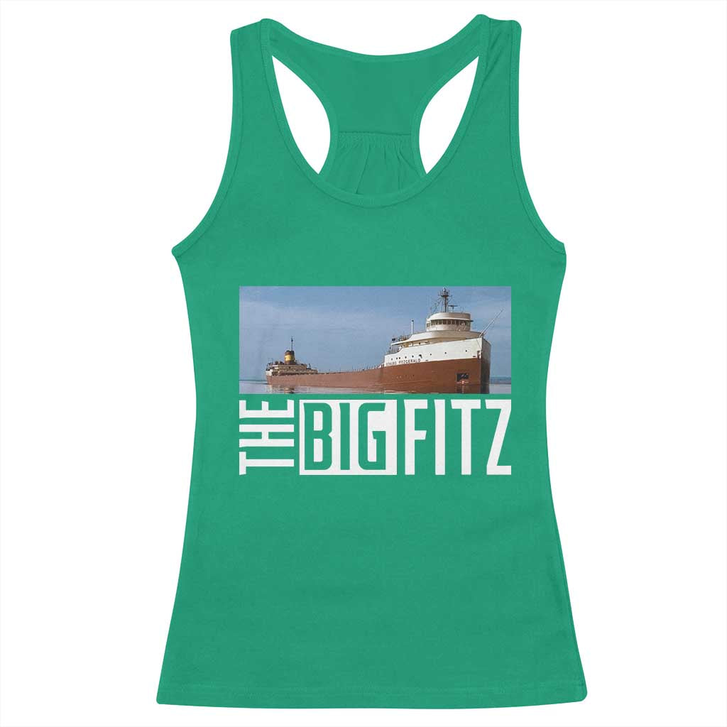 The Big Fitz Tribute Racerback Tank Top SS Edmund Fitzgerald Freighter Design for Great Lakes History TS02 Irish Green Print Your Wear