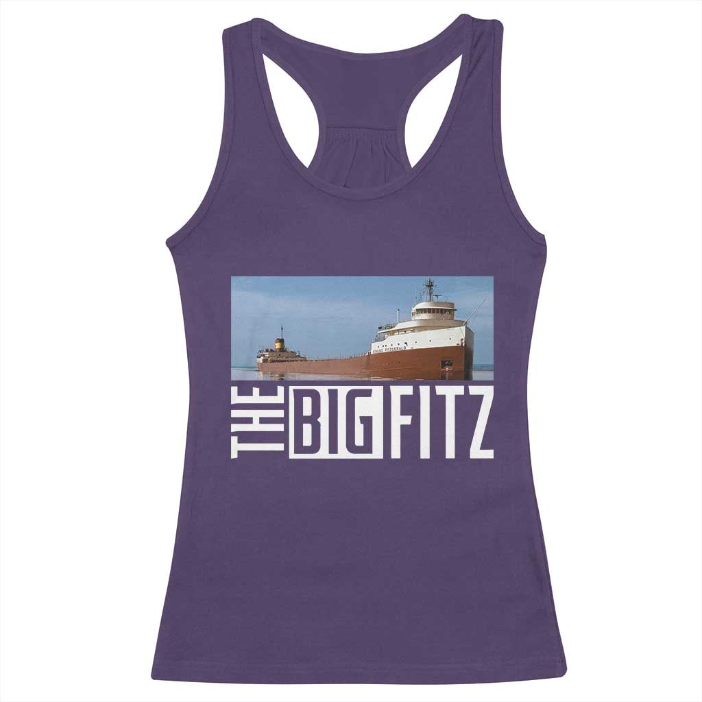 The Big Fitz Tribute Racerback Tank Top SS Edmund Fitzgerald Freighter Design for Great Lakes History TS02 Purple Print Your Wear