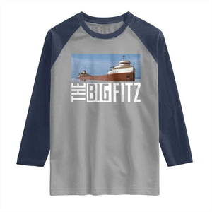 The Big Fitz Tribute Raglan Shirt SS Edmund Fitzgerald Freighter Design for Great Lakes History TS02 Sport Gray Navy Print Your Wear