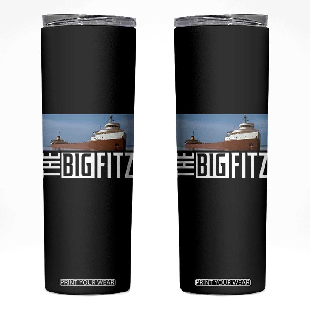 The Big Fitz Tribute Skinny Tumbler SS Edmund Fitzgerald Freighter Design for Great Lakes History TS02 Black Print Your Wear