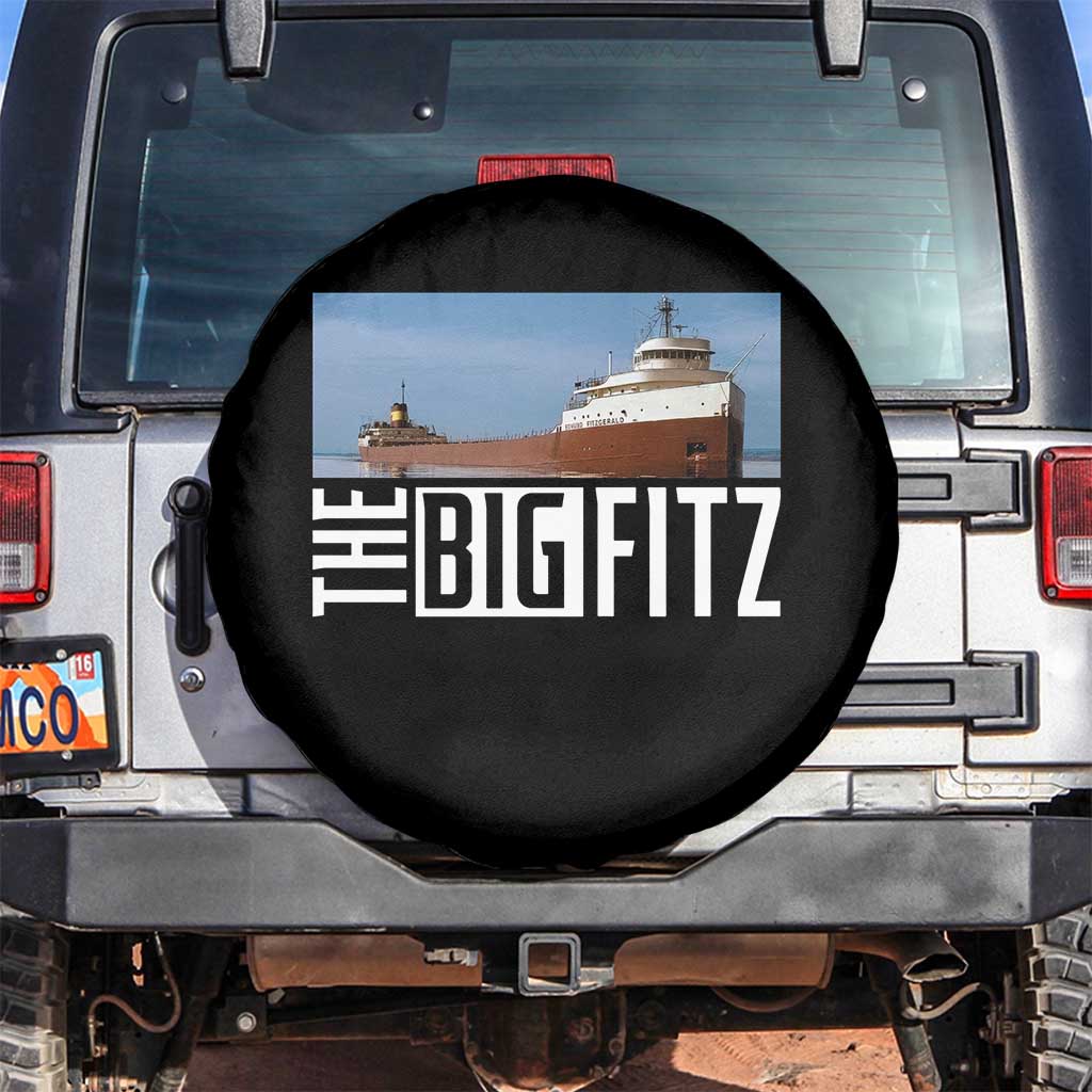 The Big Fitz Tribute Spare Tire Cover SS Edmund Fitzgerald Freighter Design for Great Lakes History TS02 No hole Black Print Your Wear