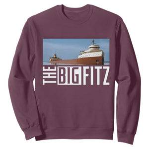 The Big Fitz Tribute Sweatshirt SS Edmund Fitzgerald Freighter Design for Great Lakes History TS02 Maroon Print Your Wear