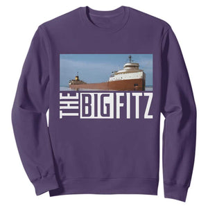 The Big Fitz Tribute Sweatshirt SS Edmund Fitzgerald Freighter Design for Great Lakes History TS02 Purple Print Your Wear