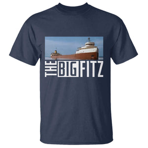 The Big Fitz Tribute T Shirt SS Edmund Fitzgerald Freighter Design for Great Lakes History TS02 Navy Print Your Wear